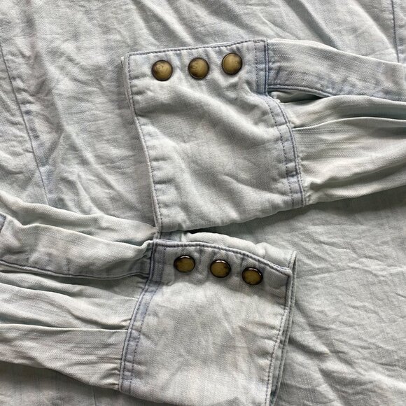 Lucky Brand Shirt Women's M Blue Red Patchwork Pearl Snap Western Rodeo‎ Cowboy - Picture 5 of 9